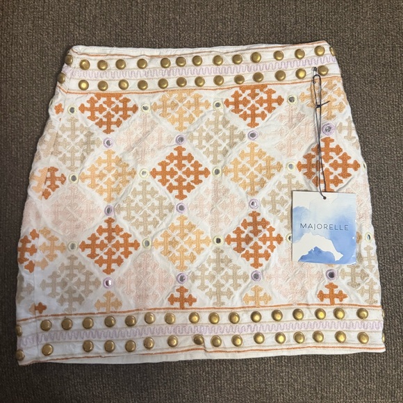 MAJORELLE Liza Embroidered Mini Skirt in Desert Multi - Flaw - Picture 4 of 5